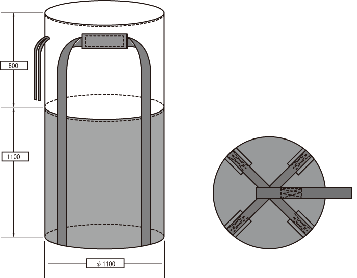 耐候性大型土のう（1t用）図